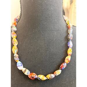 Vintage millefiori glass bead necklace